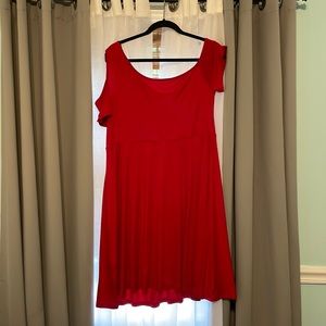 Plus Asymmetrical Neck Cut Out A- line Dress